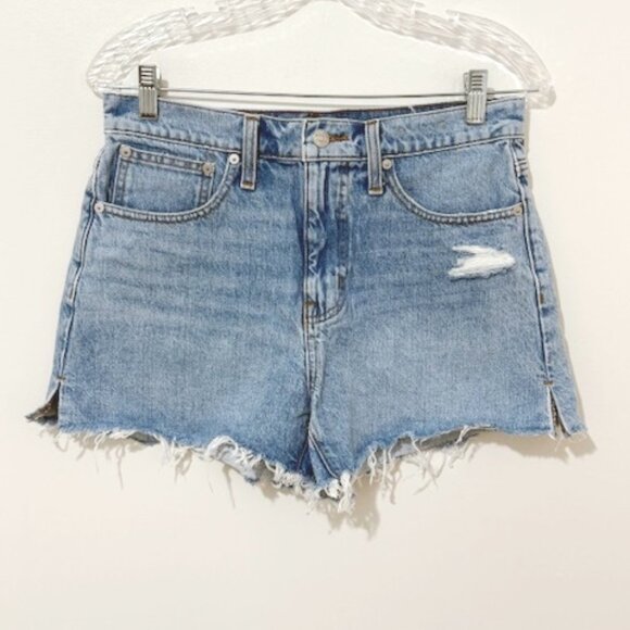 Madewell Relaxed Denim Cutoff Shorts Light Wash Distressed Size 26